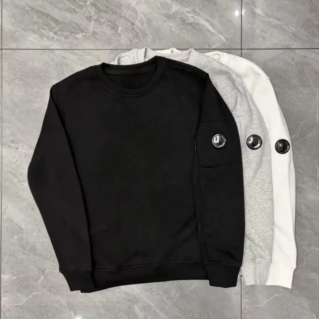 Men's pullover fleece hoodie, round neck versatile long sleeved top, multi pocket zipper casual solid color top, winter hoodie