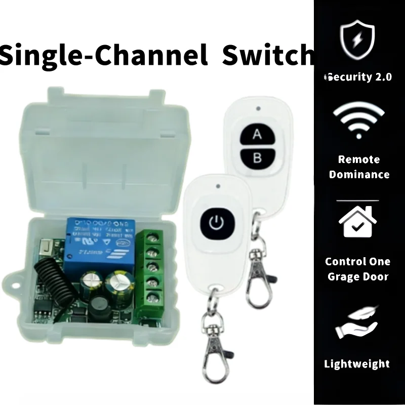 AC 220V 433MHz RF 1-Channel Wireless Relay Receiver Garage Door Transmitter Remote Control Switch