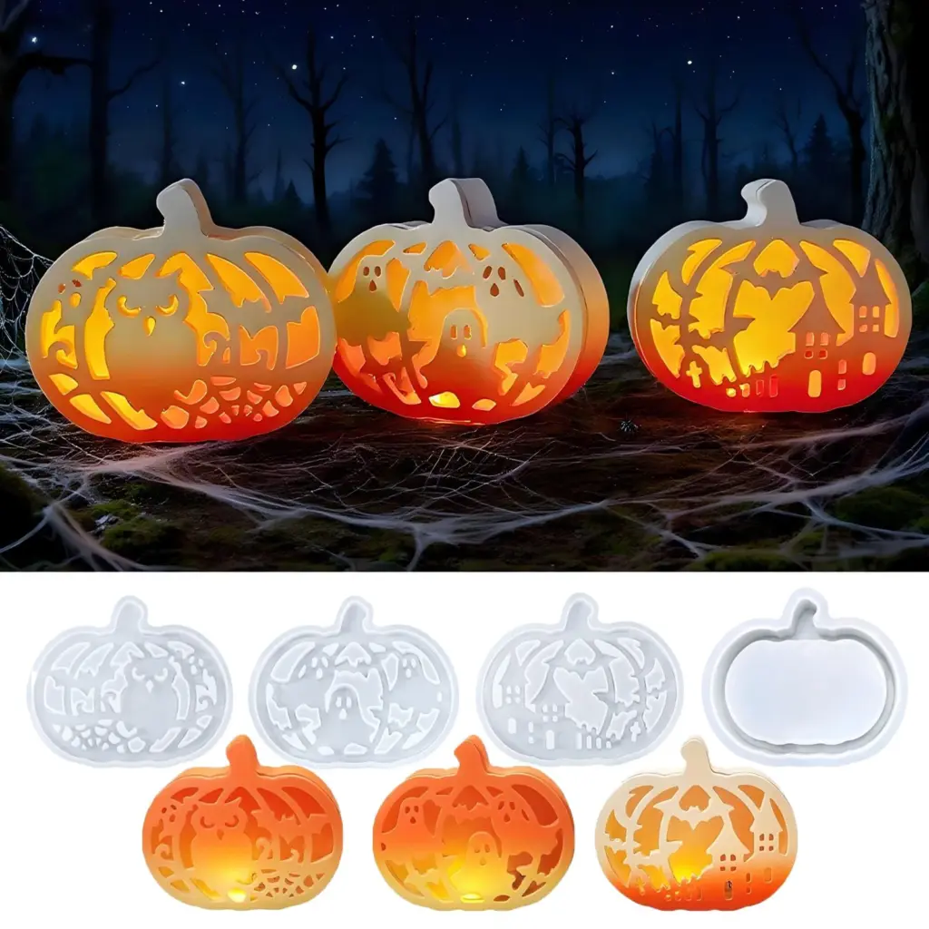 Pumpkin House Shaped Casting Silicone Molds Heat-resistant DIY Candle Silicone Molds Reusable Resin Mold Halloween Christmas Dec