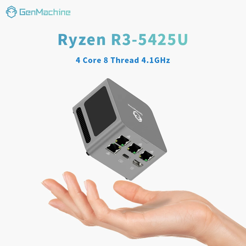 Genmachine Mini PC AMD Ryzen 3 5425U 4.1Ghz 15W Windows 11 Super Mini LPDDR4X 4266Mhz Desktop Diy Gaming Computer WiFi6E BT5.2