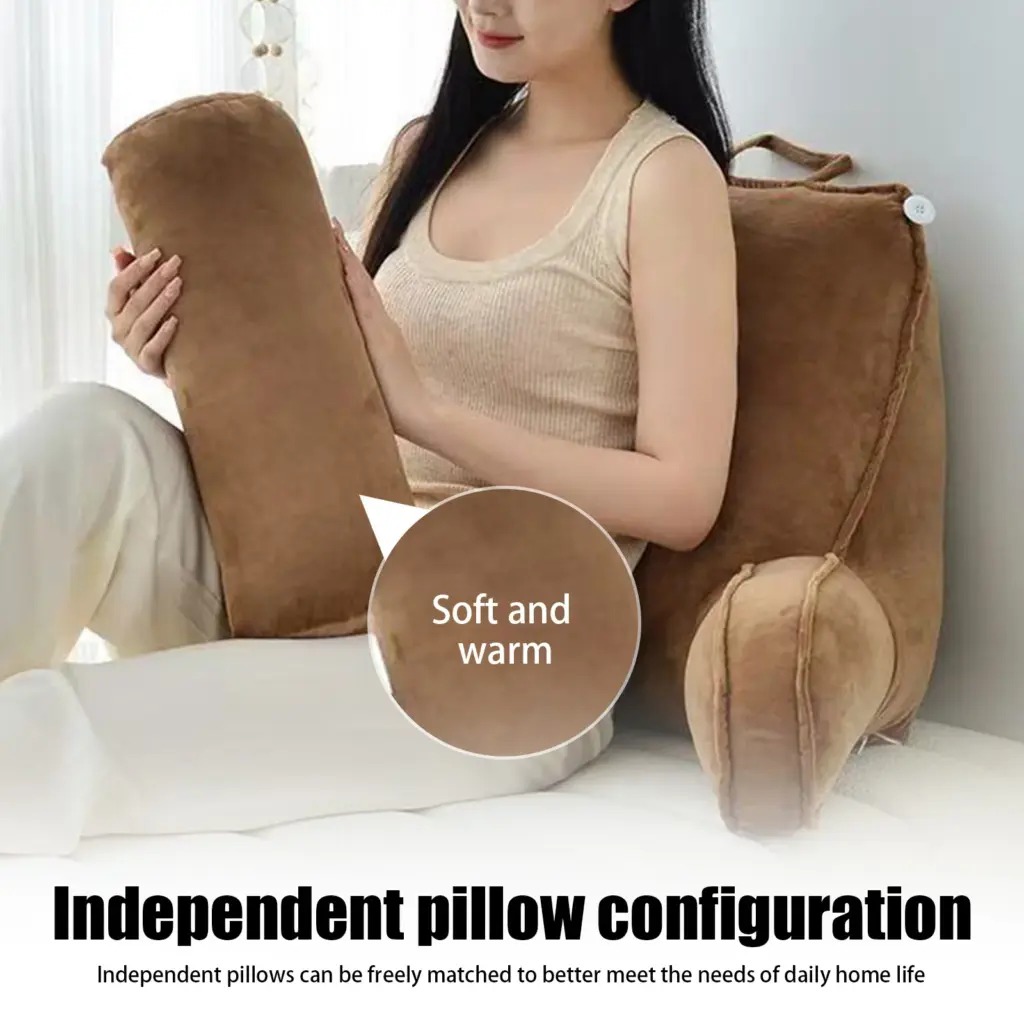Reading Pillow Backrest Pillow for Adult & Children Designed for Bed and Couch Sitting Up Includes Arms for Bed Rest Watching TV