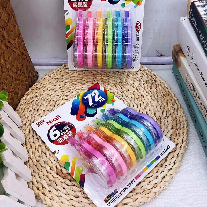 6PCS Kawaii Corrector Tape Ribbon Set Sweet Corrective Putty School Stationery for Office School Supplies XZD02