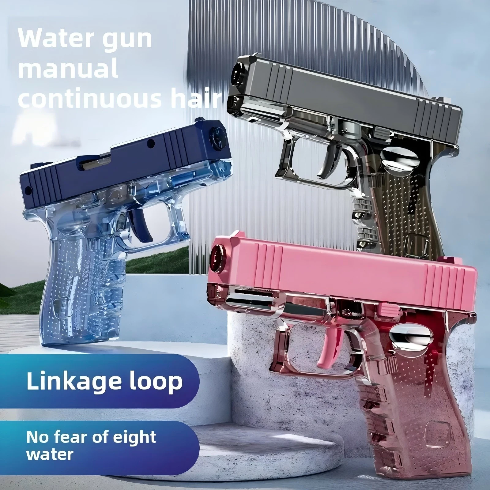 Hot Mini Desert Eagle Mechanical Continuous Firing Water Gun Small Pistol Summer Outdoor Beach Poor Toy Shoot Water Gun for Kids