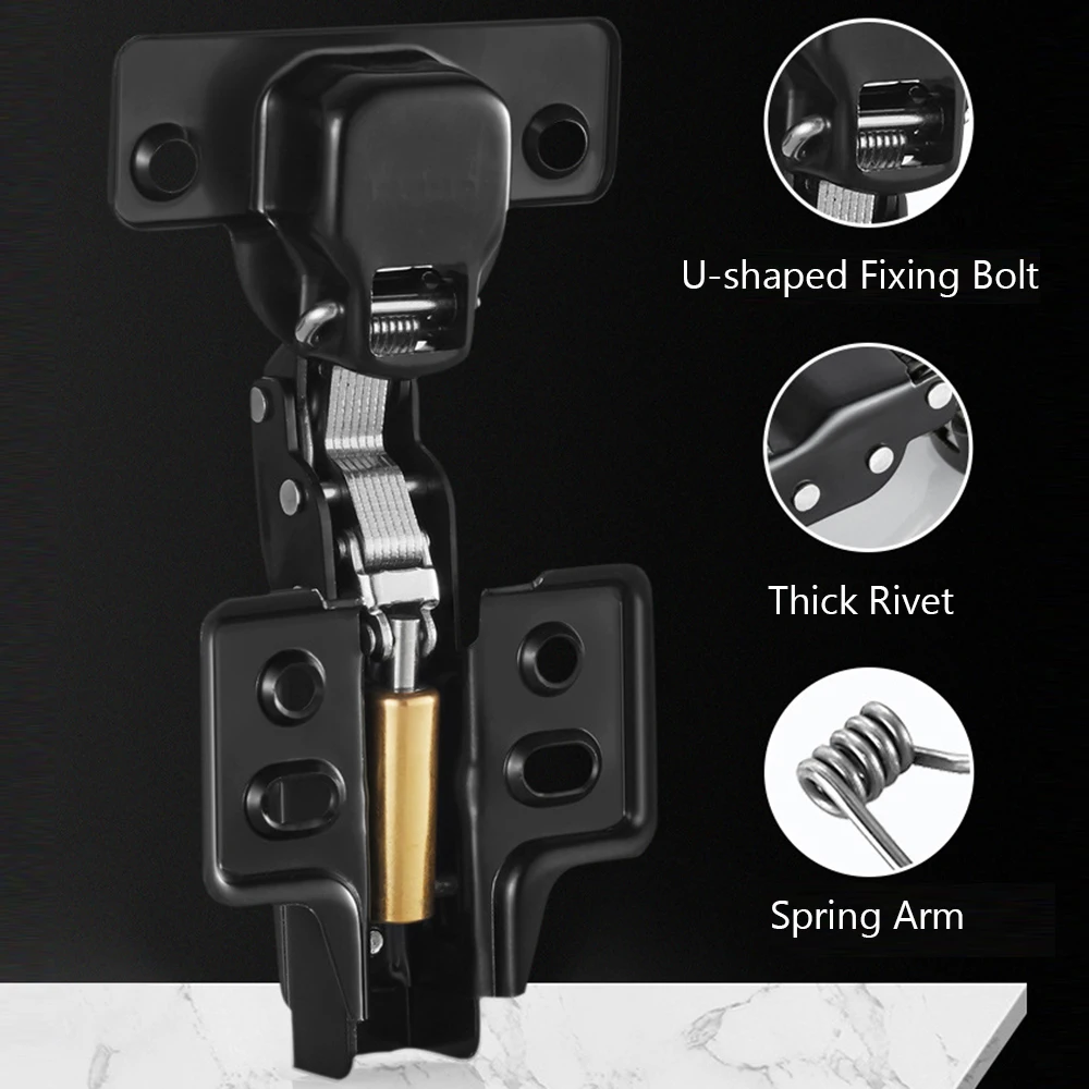 Silver/Black Stainless Steel Hydraulic Hinges Damper Buffer Soft Close Home Kitchen Cabinet Cupboard Door Furniture Hardware