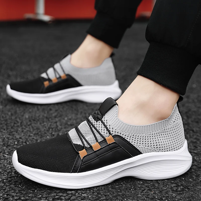 Breathable Knitted Elastic Band Men Running Sport Shoes Lightweight Unisex Sock Sneakers Walking Women Footwear Leisure Trainers