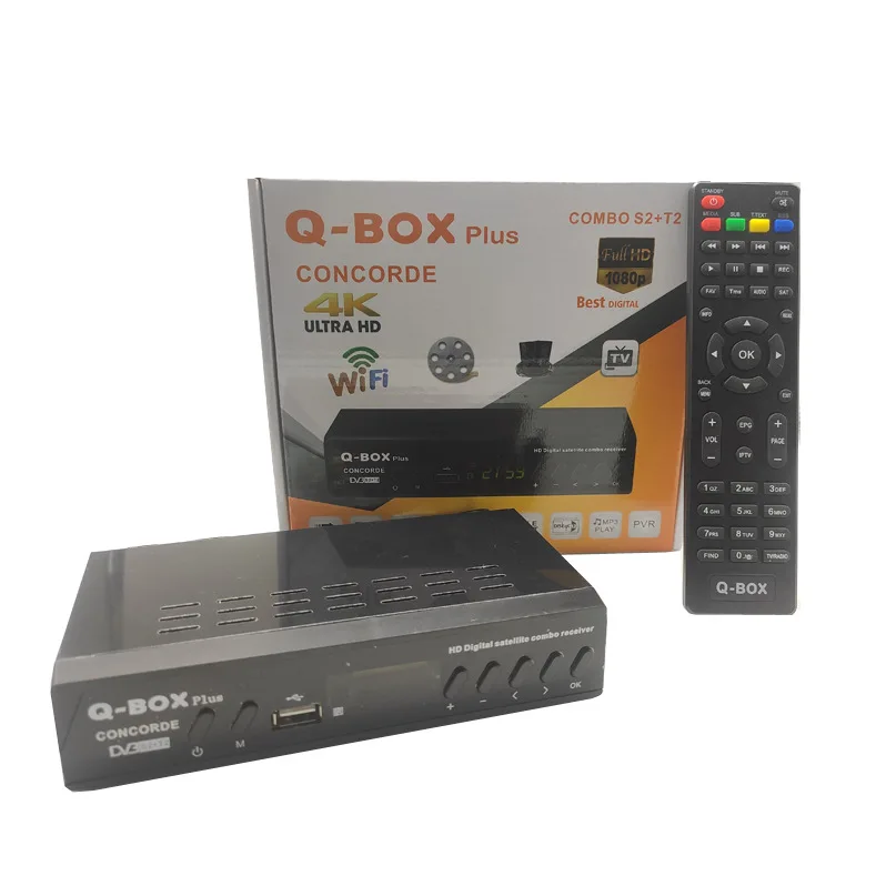 Factory Q-BOX Plus DVB S2+T2 Combo TV Decoder 1080P HD Digital TV Receiver Satellite TV Tuner H.264 EPG Smart Set Top Box
