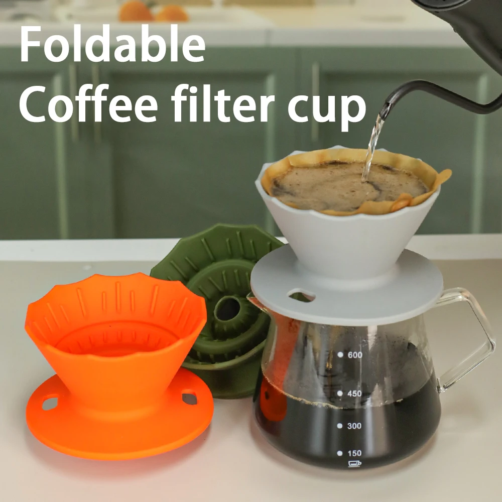 Silicone Foldable Coffee Filter Portable Dripping Coffee Funnel Basket Reusable Coffee Filter Dripping Device