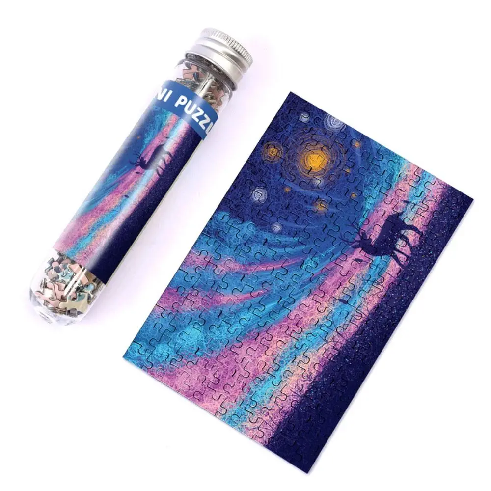 150PCS/Set Mini Test Tube Puzzle Creative Exquisite Decompression Portable Clear Patterns Oil Painting Landscapes Jigsaw