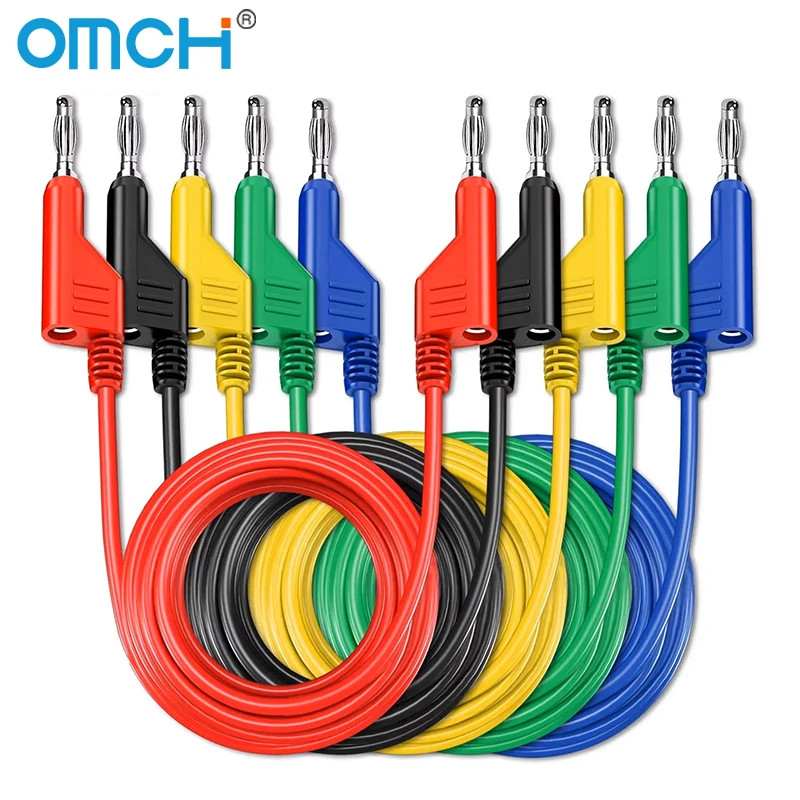 Dual Stackable Banana Plug Multimeter Test Leads, 1m Cable, 1000V, 15A, 4mm, P1036, 2Pcs, 5Pcs