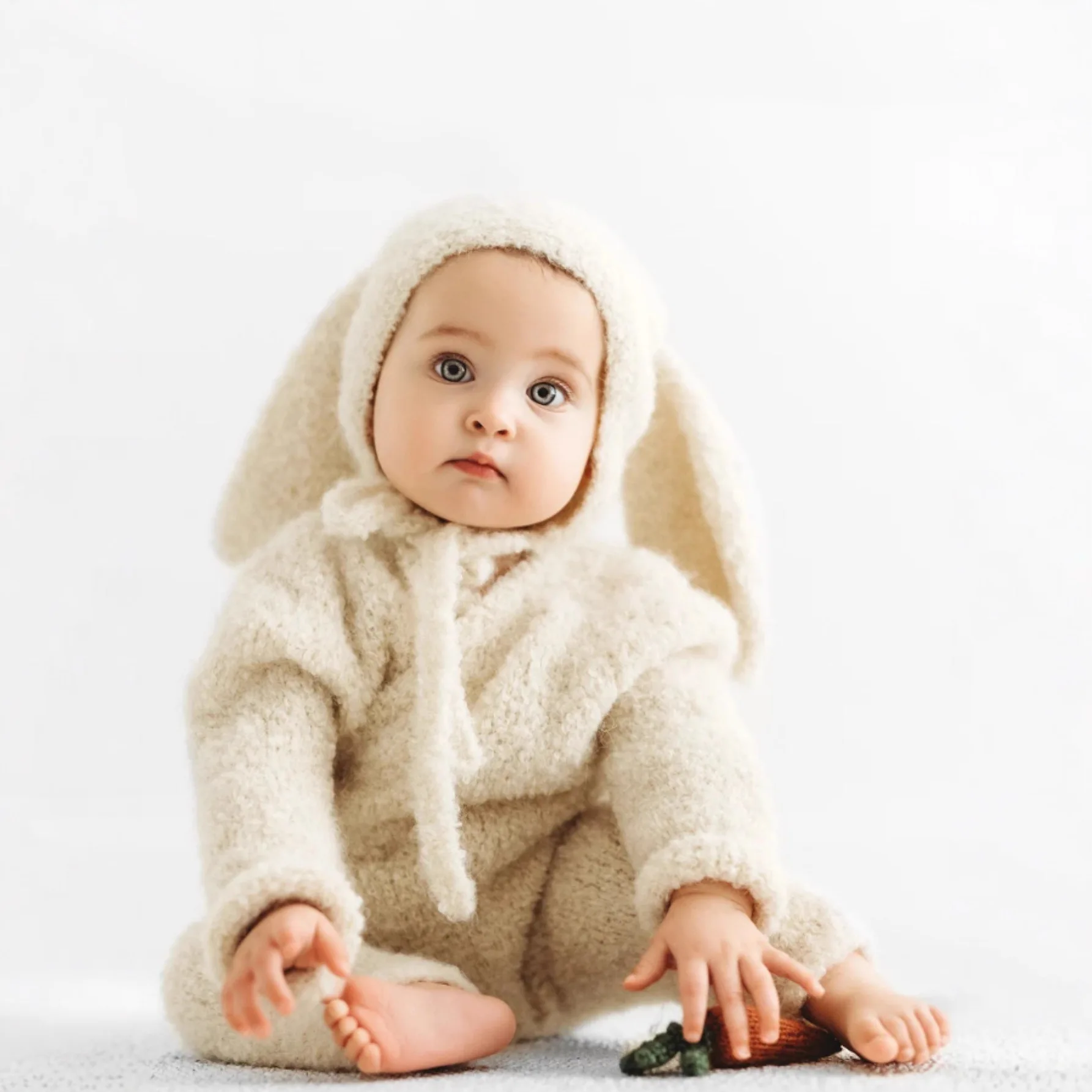 0-12 Months Baby Bunny Rabbit Outfit Newborn Photography Props Jumpers Baby Photo Shoot Clothing