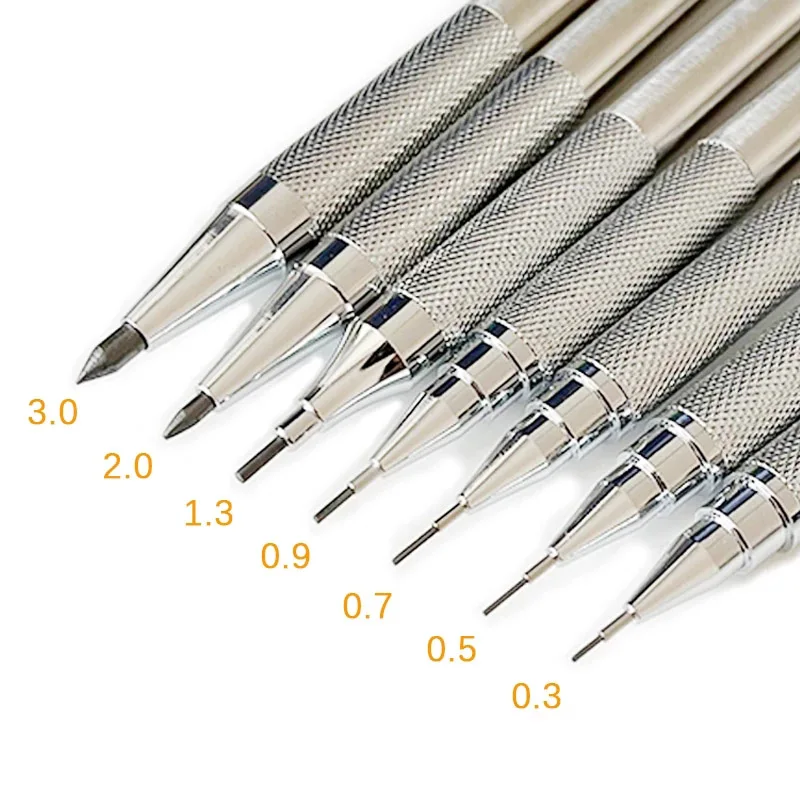 0.5 0.7 0.9 1.3 2.0mm Mechanical Pencil Set Full Metal Art Drawing Painting Automatic Pencil with Leads Office School Supply