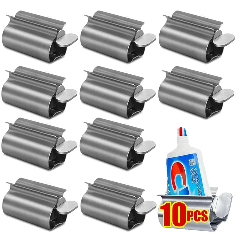 1-10pcs Toothpaste Squeezer Tube Stainless Steel Wringer Roller Rotate Dispenser for Ointments Cosmetics Bathroom Accessories