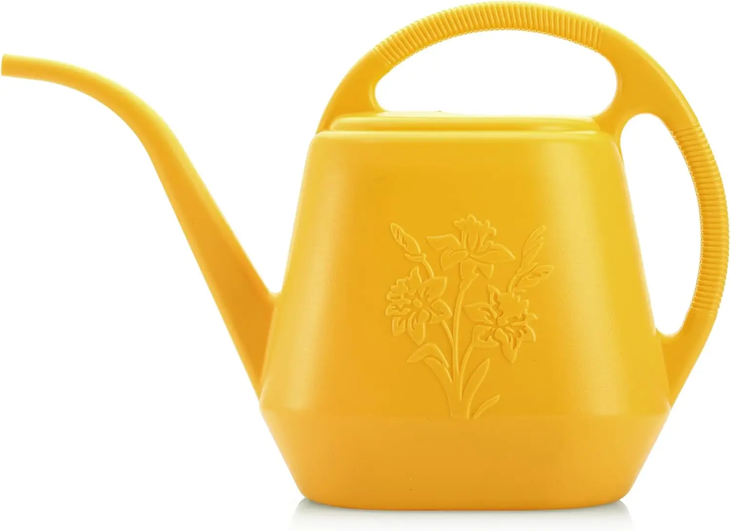 1-Gallon Plastic Watering Can with Long Spout and Comfortable Handle for Indoor Outdoor Plants, Yellow