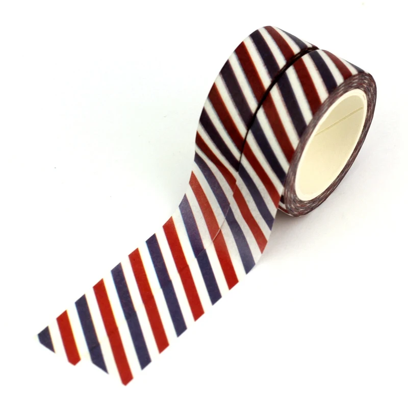 1 Roll 10M Red White Blue Diagonal Stripes Washi Tape Airmail Pattern Mask DIY Planner Scrapbooking Cute stationary supplies