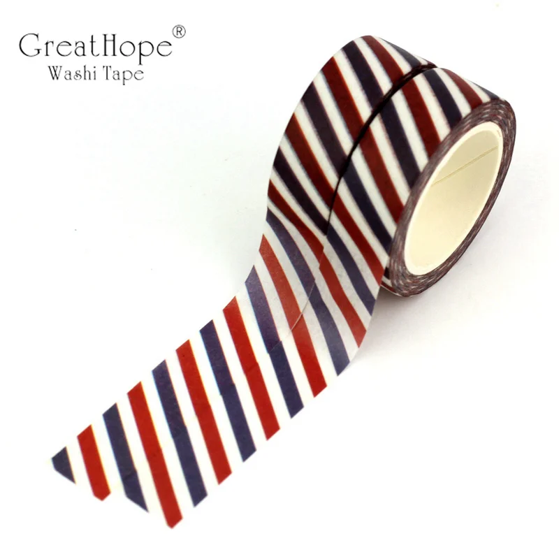 1 Roll 10M Red White Blue Diagonal Stripes Washi Tape Airmail Pattern Mask DIY Planner Scrapbooking Cute stationary supplies