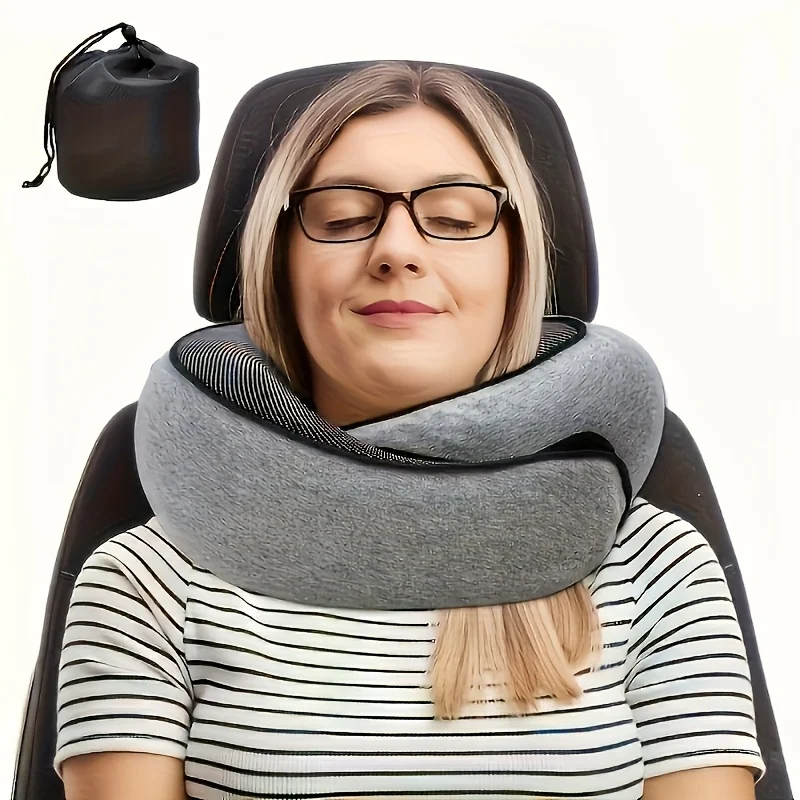 1 pc Ergonomic U-Shaped Travel Pillow – Soft, Durable Neck Support for Airplanes, Trains, Cars & Office Naps – Portable Pillow