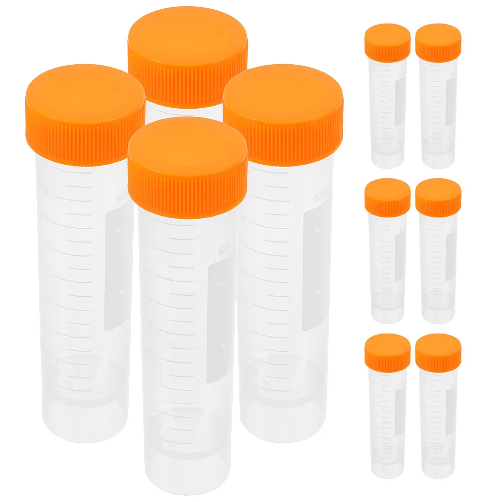 10 Pcs Centrifuge Tubes Test 50 Ml with Cover 1180X333X333CM Screw Caps Small Vials Scientific Experiments Bottles Clear