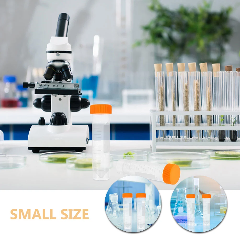 10 Pcs Centrifuge Tubes Test 50 Ml with Cover 1180X333X333CM Screw Caps Small Vials Scientific Experiments Bottles Clear