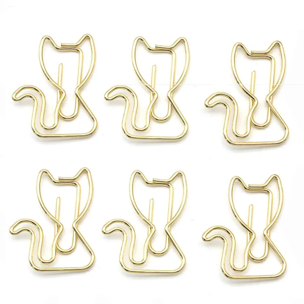 10 pcs Creative pink cat Shaped Creative File Clamp Paper Clip Bookmark Holder Paper Decorative Clip for Office School Home