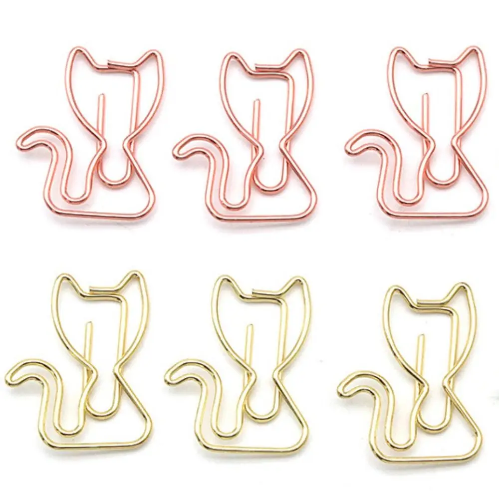 10 pcs Creative pink cat Shaped Creative File Clamp Paper Clip Bookmark Holder Paper Decorative Clip for Office School Home
