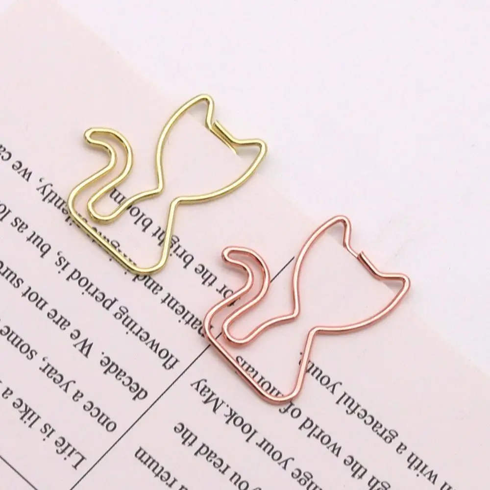 10 pcs Creative pink cat Shaped Creative File Clamp Paper Clip Bookmark Holder Paper Decorative Clip for Office School Home