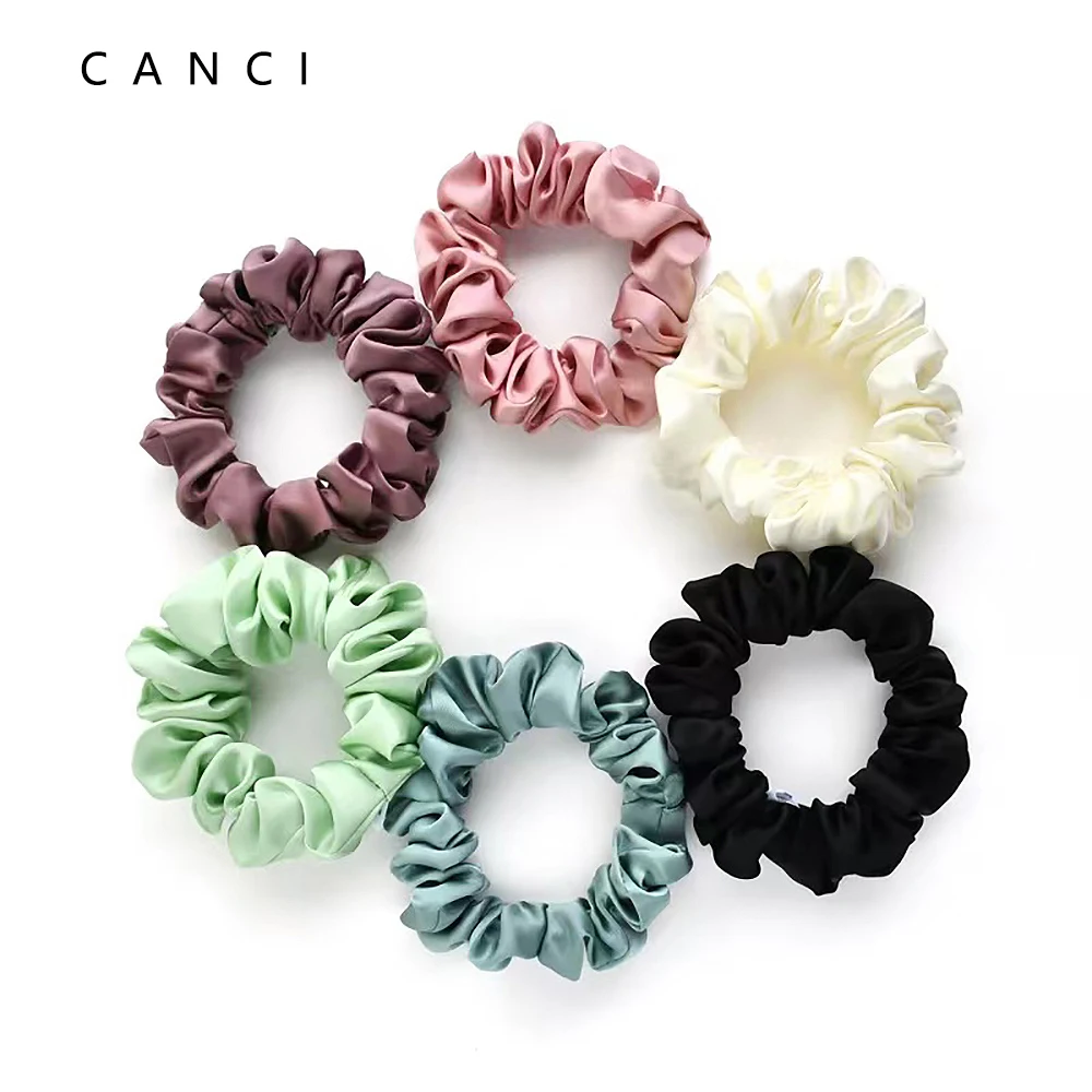 100% Pure Mulberry Silk Scrunchies Hair Bands Ties Gum Elastics Ponytail Holders Pure Color for Women Girls 19 Momme 1.5CM