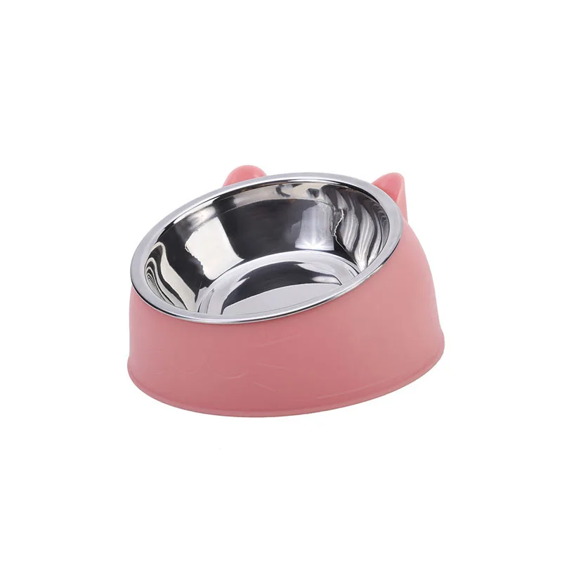 100ML Cat Dog Bowl 15 Degrees Raised Non Slip Puppy Base Cat Food Drinking Water Feeder Tilt Safeguard Neck Pet Bowl Accessories