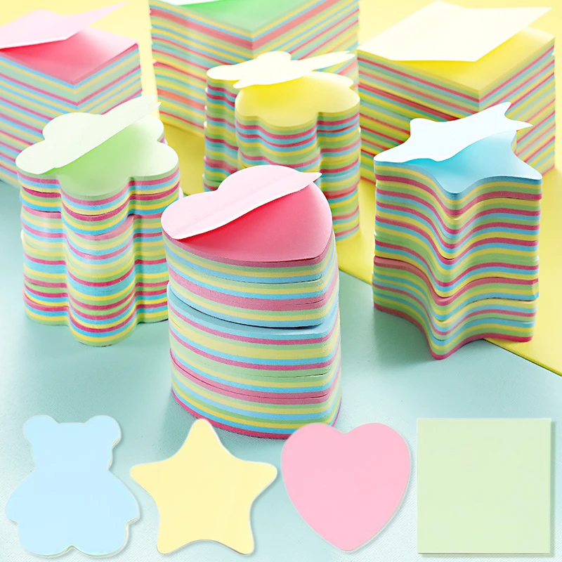 100pcs Office Colored Sticky Notes 76x76mm Paper Memo Stickers Self-Sticky Note Pads Creative Stationery Student Rewards TMZ