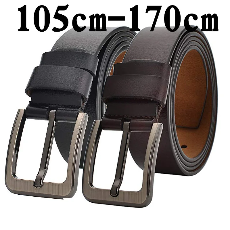 105 125 130 140 150 160 170cm Genuine cowhide Men Belt High Quality Waist Large Size Luxury Designer Belts Pair with black jeans