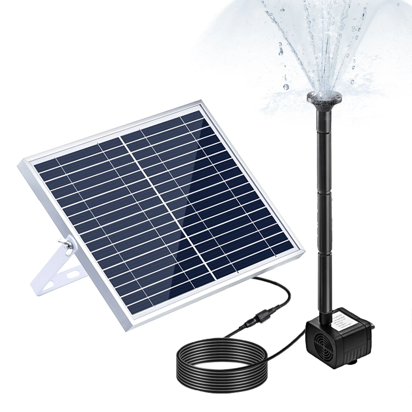 10W Solar Fountain Pump with Large Solar Panel 3 Nozzles Max. Water Height 100cm for Bird Bath Fish Tank Small Pond Garden Decor