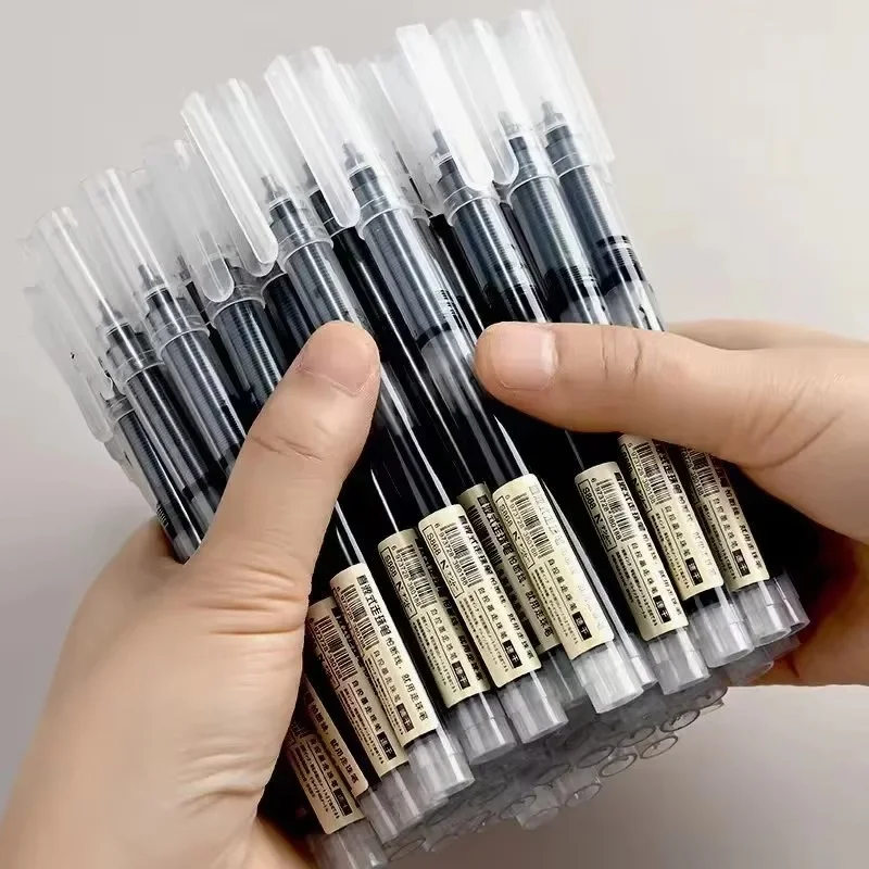 10pcs 0.5mm Gel Pencil Needle Type Gel Pen Black Blue Red Ink Straight Liquid Pen Writing Pens School Office Stationery Supplies