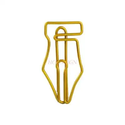 10pcs Gold fountain pen paper clip paper clip cartoon shaped paper clip paper clip Korean pin