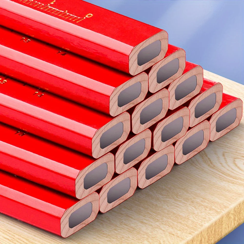 10pcs carpenter pencil, black refill bold, oval pencil marking tool carpenter pencil pencil marker