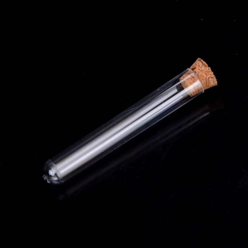 10pcs/lot 12x60mm Transparent Plastic Round Bottom Test Tube with Cork Stoppers Empty Scented Tea Tubes School Supplies