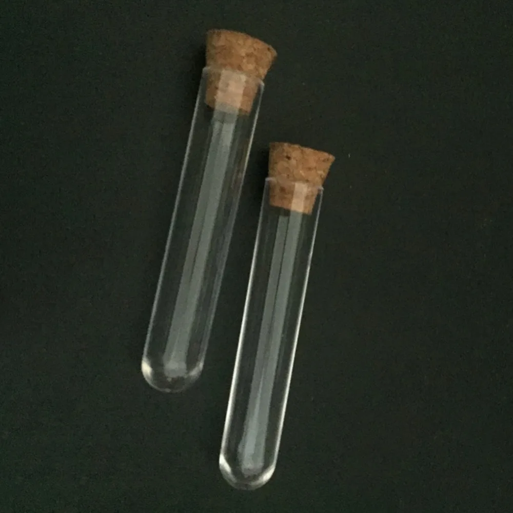 10pcs/lot 12x60mm Transparent Plastic Round Bottom Test Tube with Cork Stoppers Empty Scented Tea Tubes School Supplies