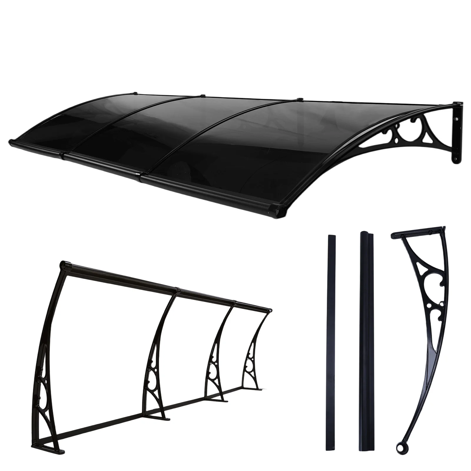 118.1x39.4 Inch Front Door Overhang Awning UV/Rain/Snow Protection Window Door Awning Canopy for Porch Deck