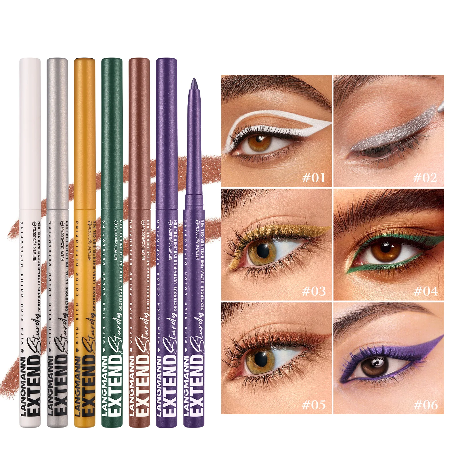 12 Colors Soft Crayon Ultra-fine Eyeliner Gel Pencil Shimmer Matte Black Red Brown Eyeliner Easy Wear High Pigment Eye Makeup