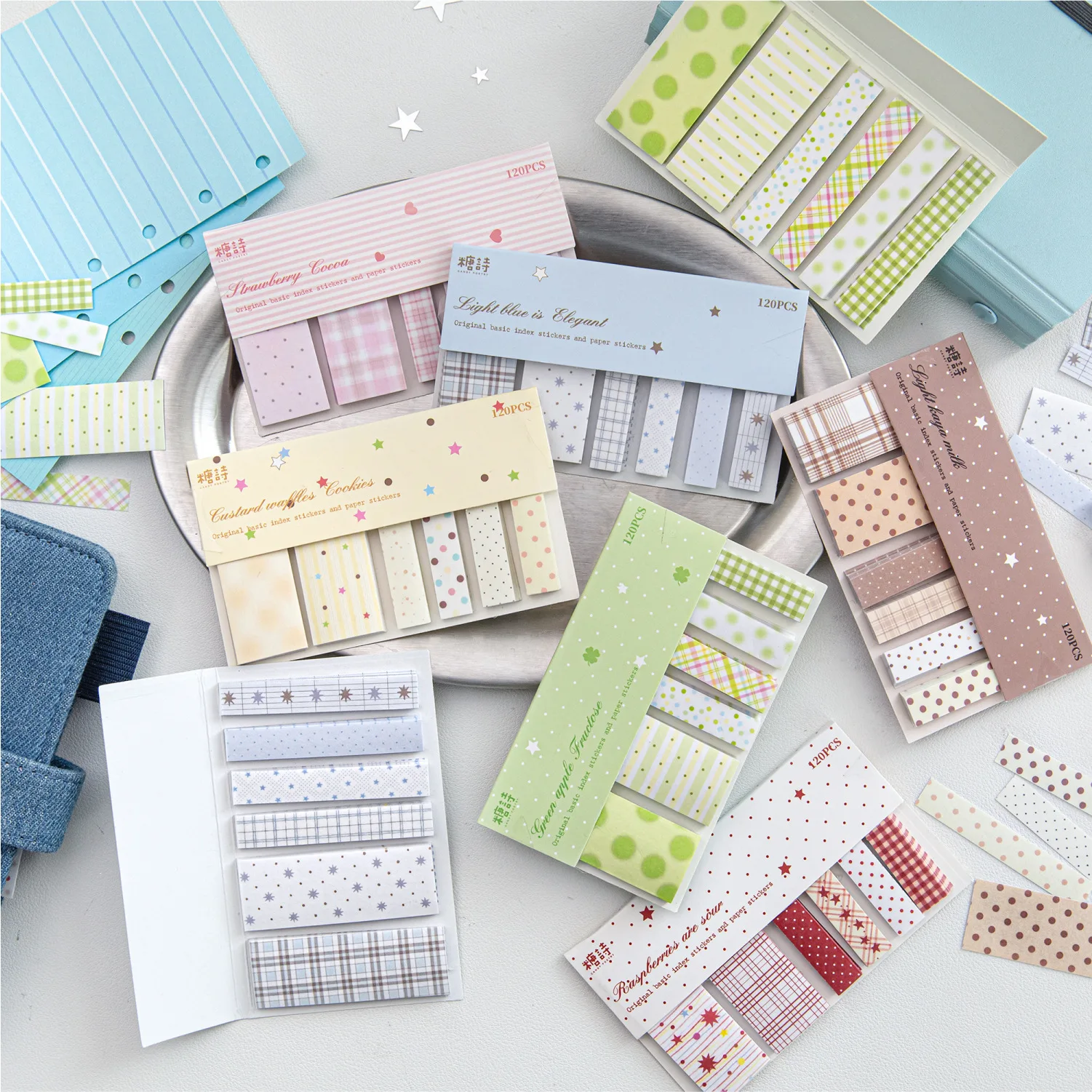 120 Sheets/Pack Cute Colorful Index Stickers Paper Stickers Basic Memo Pads Materials Leave Message Take Notes Sticky Notes