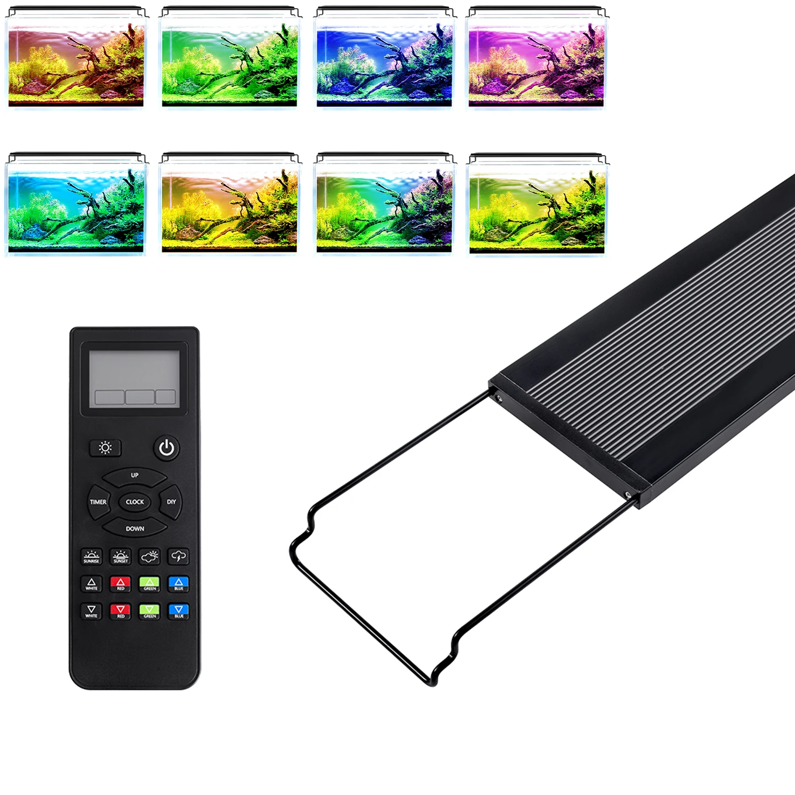 120cm Aquarium Full Spectrum with Remote Control LED Light Fish Tank DIY Weather Mode Plant Grow Light IP68 110V-240V