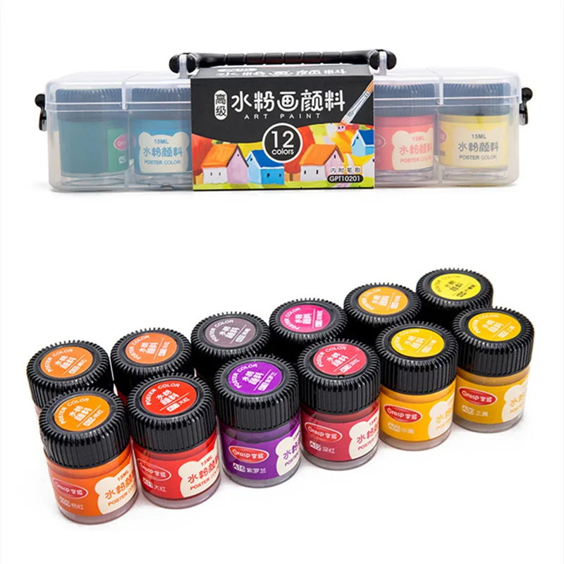 12/24/36 Color 15ml Gouache Pigment Set Fast Drying and Sun-resistant for Art Painting Children's Graffiti Sketching