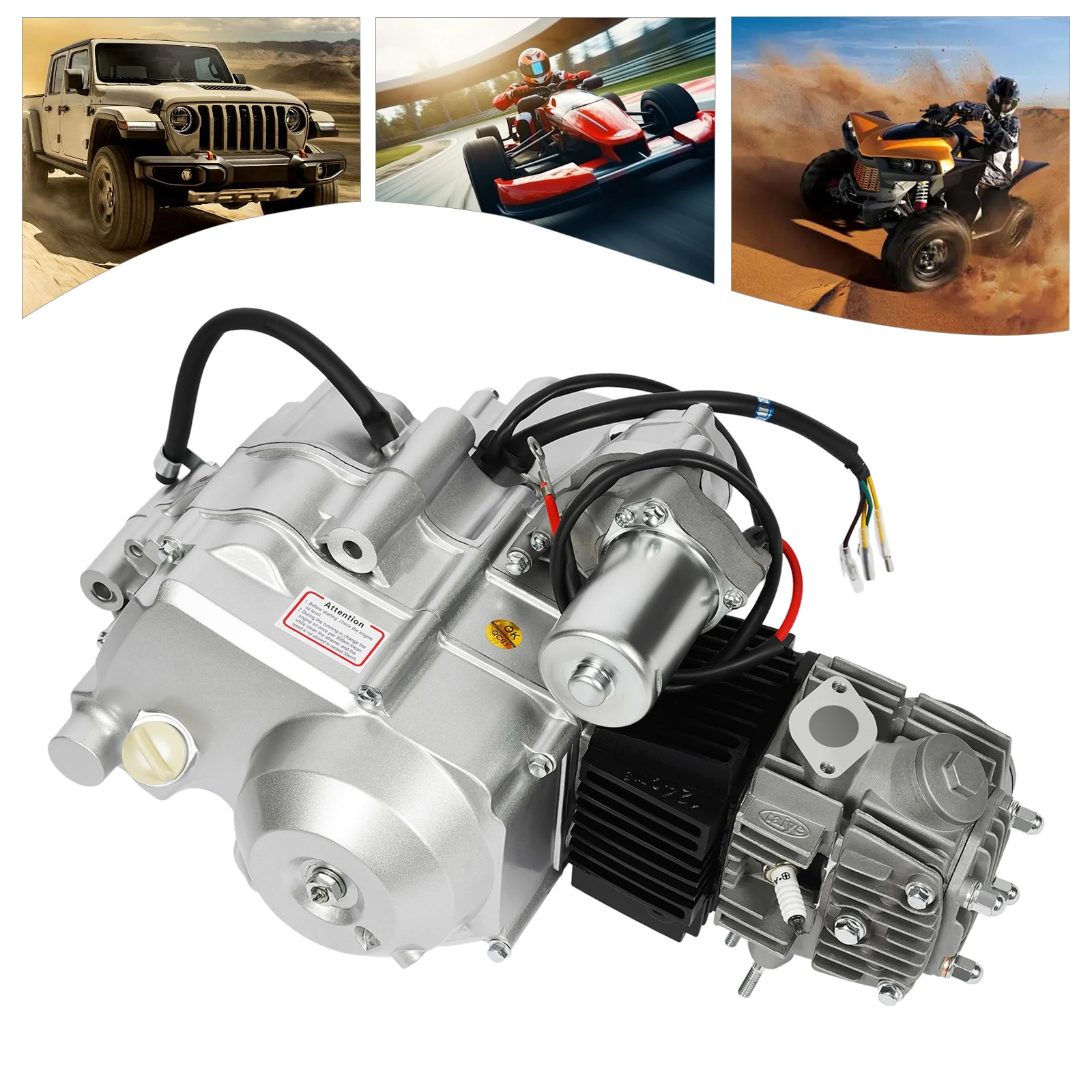 125CC 4-Stroke Engine Motor Kit, 5.5KW Electric Start with 3+1 Reverse, Compatible for ATV Quad Dirt Pit Bike Go Kart
