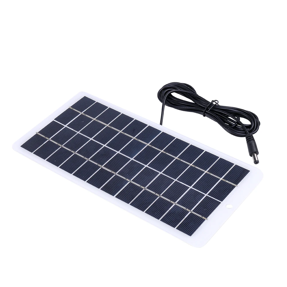 12V Solar Panel Polysilicon 10W Solar Charger EVA Laminated Solar Power Bank with DC Port Carabiner for 3.7V Battery/Garden Lamp