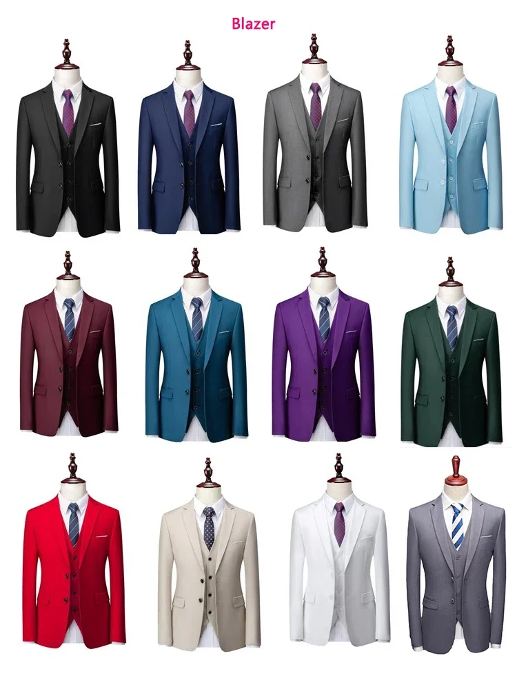 13 Color S-6XL Male Blazer Solid Color Classic Formal Business Men's Suit Jacket Groom Groomsmen Wedding Dress Party Social Coat