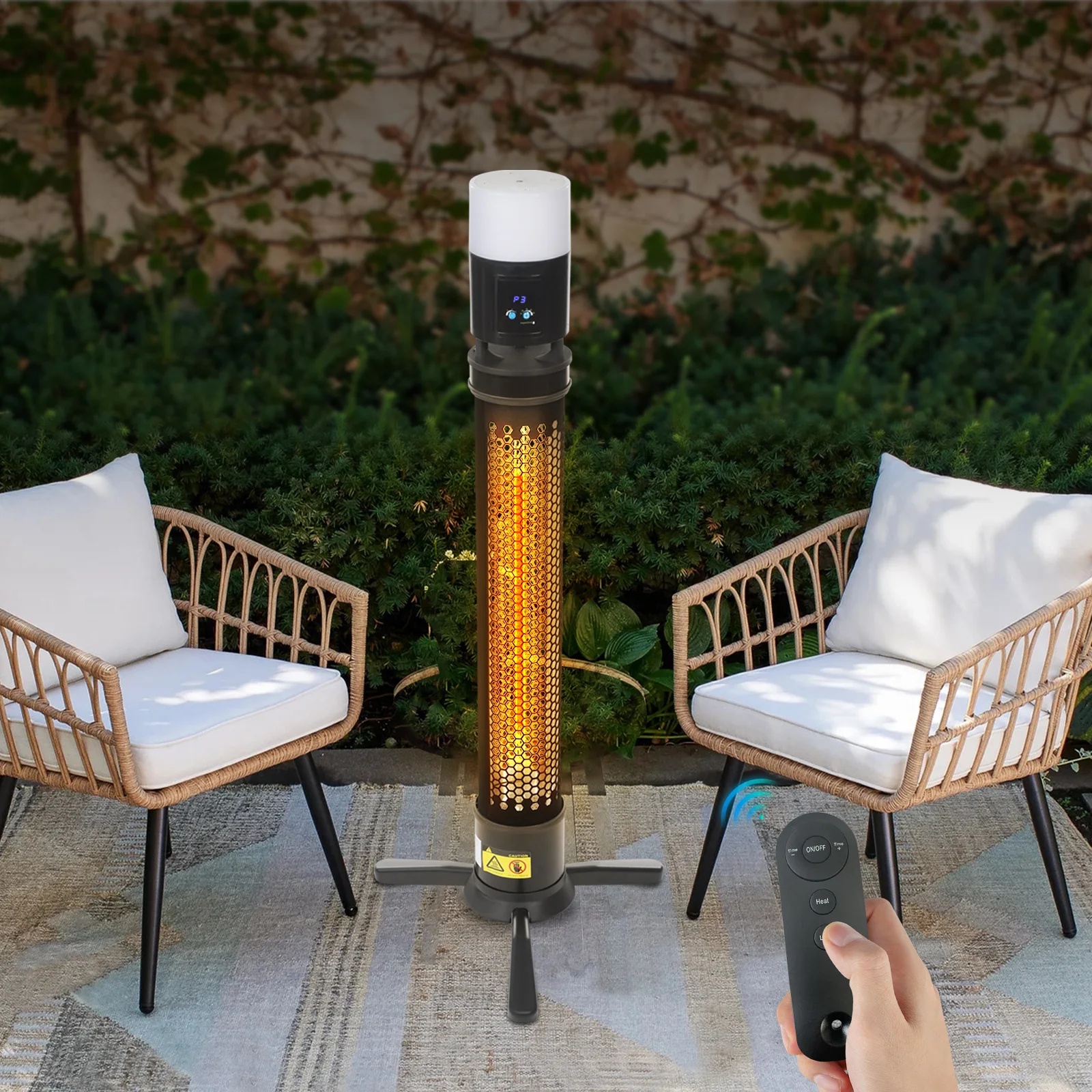 1500W Indoor Outdoor Electric Heater,Infrared Portable Space Heater,3 Heat Settings and Timer for Patio Garage