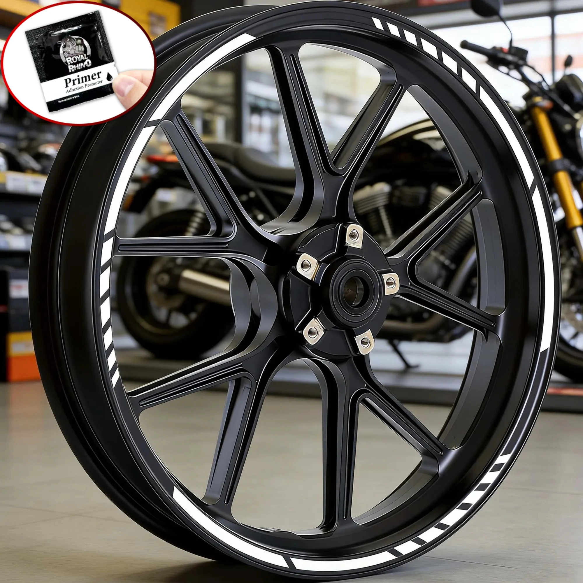 16PCS/1Set Racing Stripe for 17-19inch Rims Motorcycle Wheel Stickers Hub Vinyl Decals Waterproof DIY Modified Scooter Decors