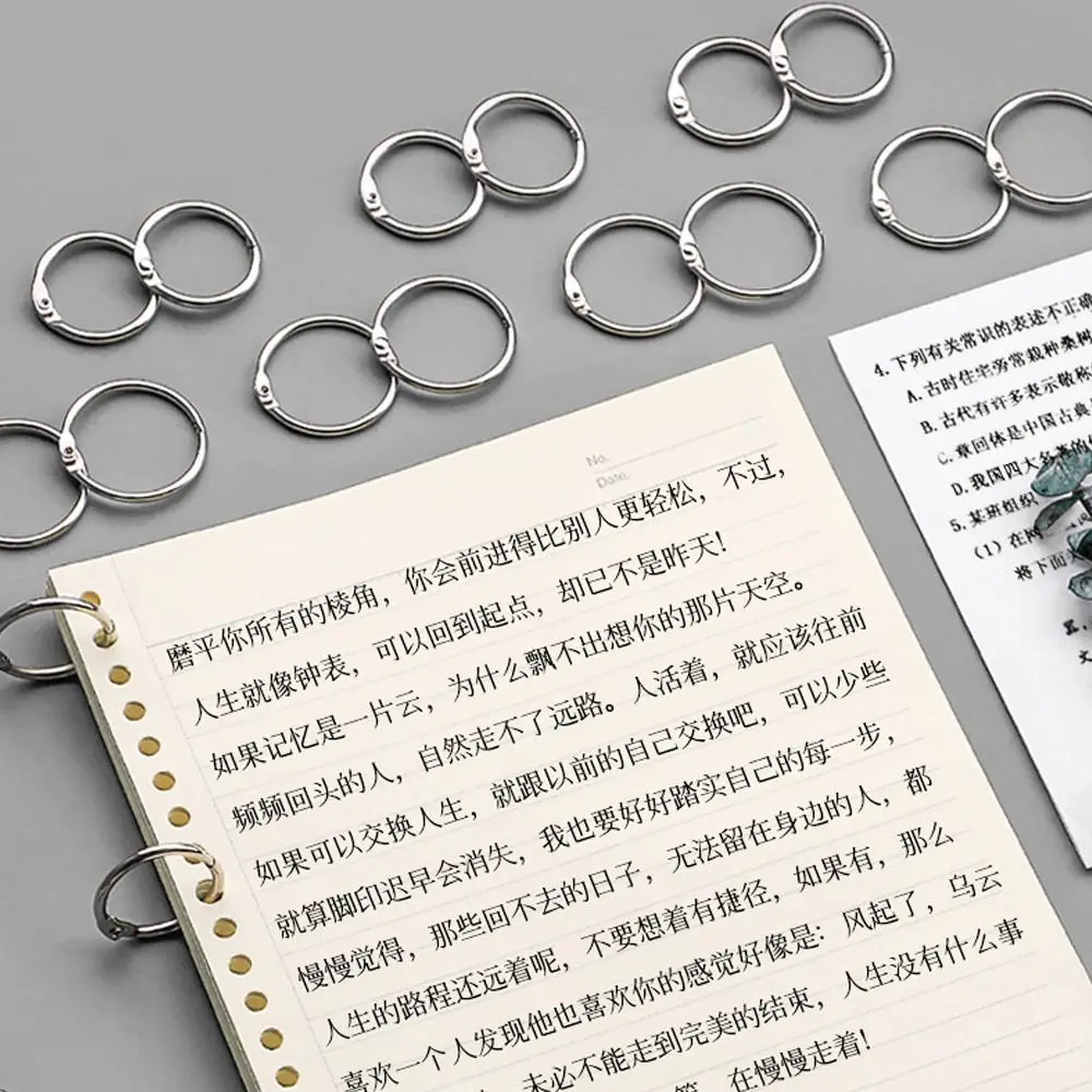 1Box Metal Binder Ring Durable Silver/Rose Gold 20/30/40/50mm Loose-leaf Ring Clip Office Supplies Binding Clip Cards