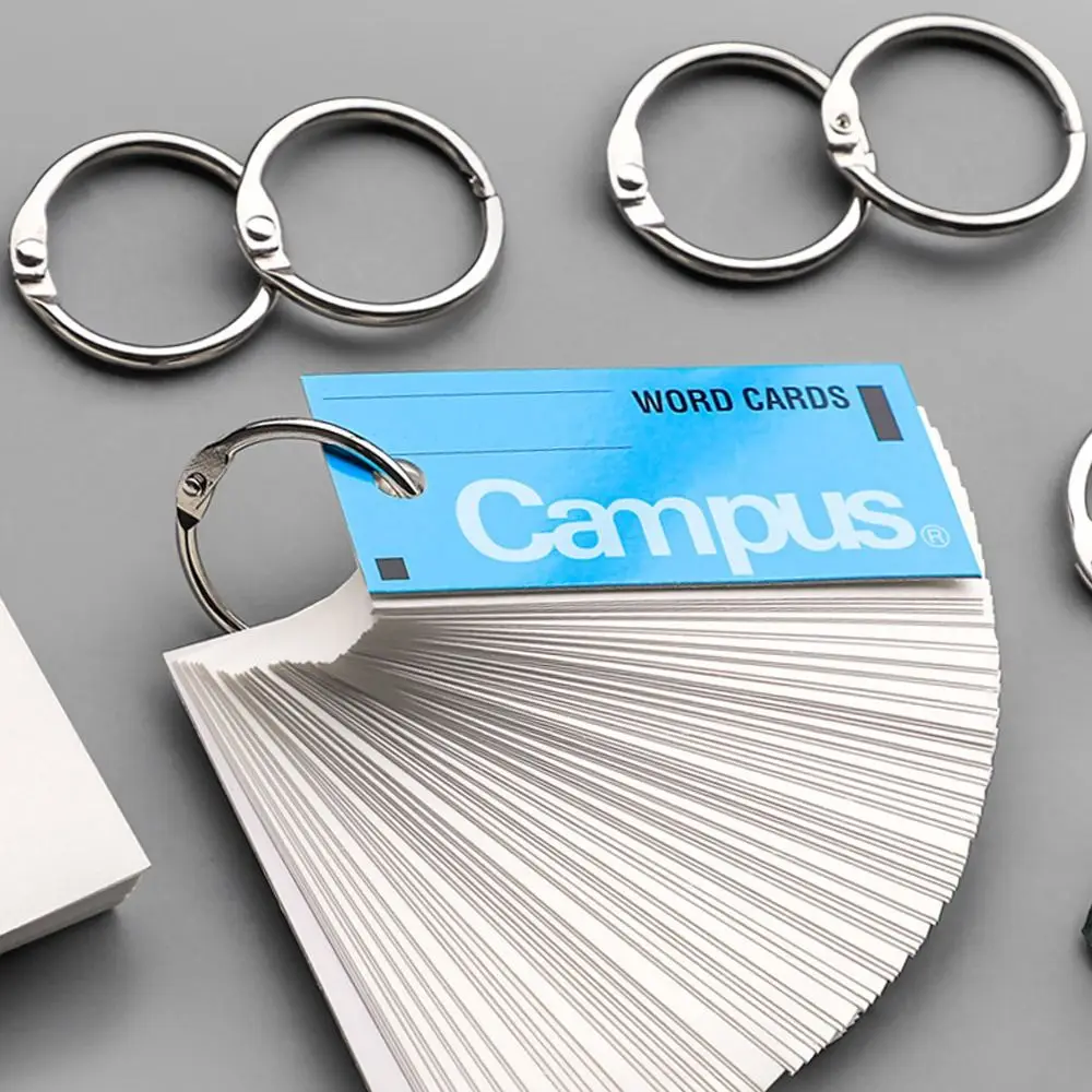 1Box Metal Binder Ring Durable Silver/Rose Gold 20/30/40/50mm Loose-leaf Ring Clip Office Supplies Binding Clip Cards