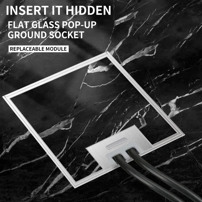 1PCS Flat Floor Hidden Socket, EU Electrical Outlet, Embedded Stainless Steel Marble Floor Socket Box for Home and Office Use