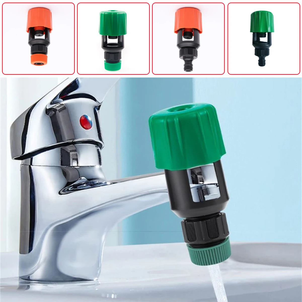 1Pc Kitchen Basin Hot/Cold Water Mixer Faucet Bathroom Plastic Conversion Faucet Reusable Connector Quick Connection/Nipple Type