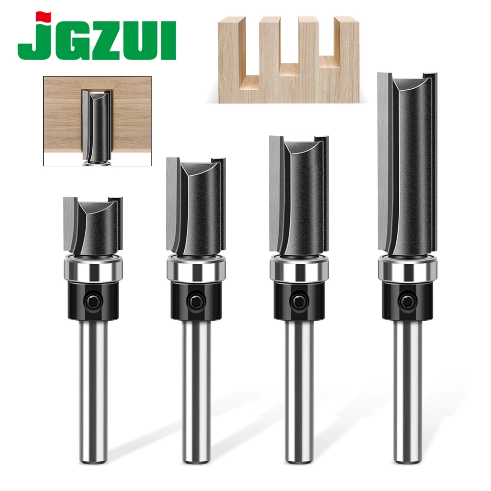 1pc 6mm 1/4"Shank Bearing Straight Router Bit Copy Trimming Cutter Line Cutter Trimming Machine Milling Cutter Woodworking Tools